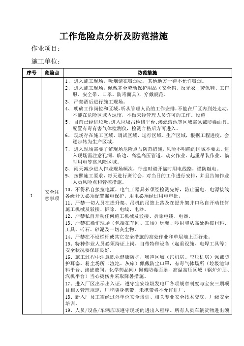 现场工作危险点分析及防范措施