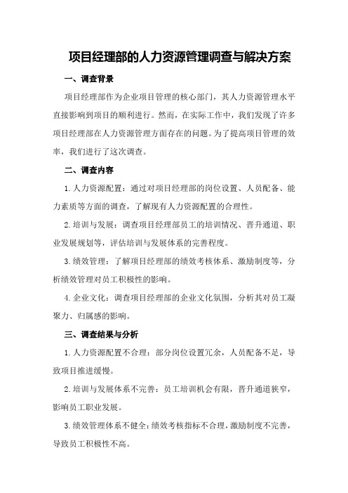 项目经理部的人力资源管理调查与解决方案