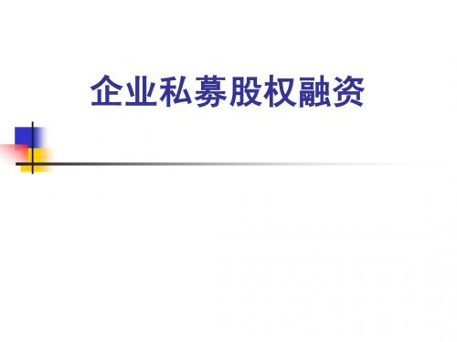 上市培训讲义-企业私募股权融资
