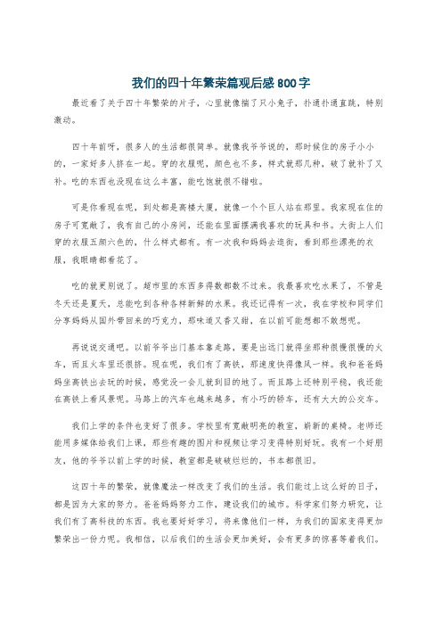 我们的四十年繁荣篇观后感800字