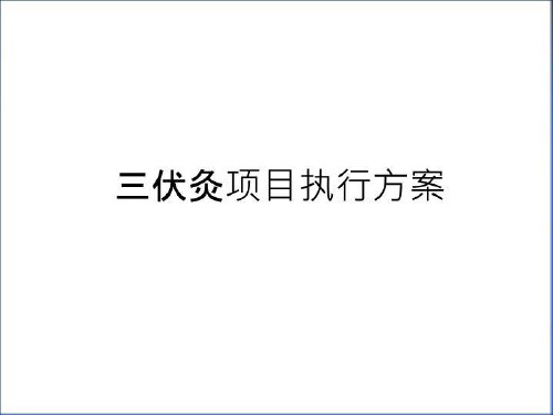 最新三伏灸项目执行方案教学内容