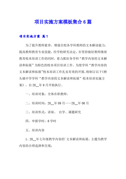 项目实施方案模板集合6篇(精选模板)