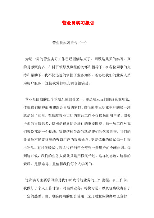 营业员实习报告