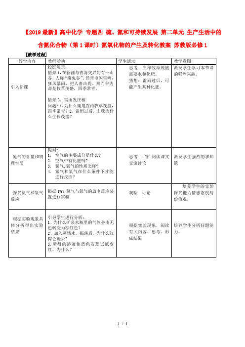 【2019最新】高中化学 专题四 硫、氮和可持续发展 第二单元 生产生活中的含氮化合物(第1课时)氮氧化物的