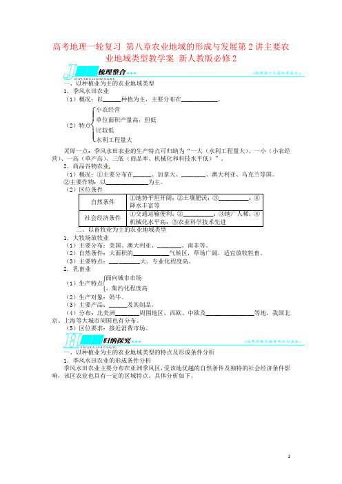 高考地理一轮复习 第八章农业地域的形成与发展第2讲主要农业地域类型教学案 新人教版必修2