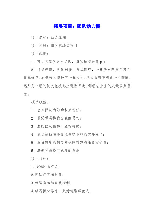 拓展项目：团队动力圈