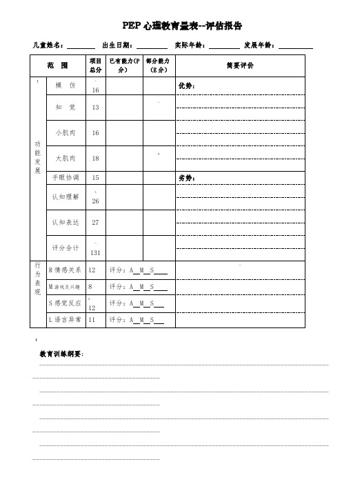 PEP-3孤独症儿童心理教育量表评估报告