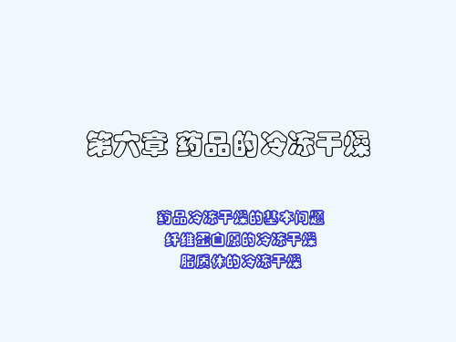 第六章药品的冷冻干燥