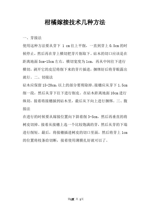 柑橘嫁接技术几种方法 