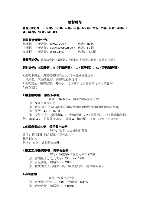 常用钢材简单牌号介绍