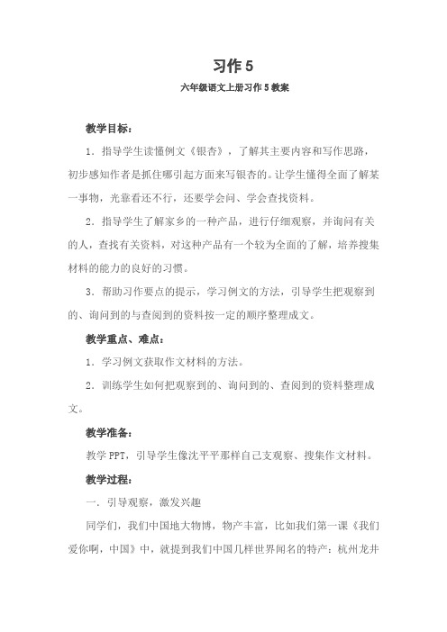 六年级语文上册习作5教案