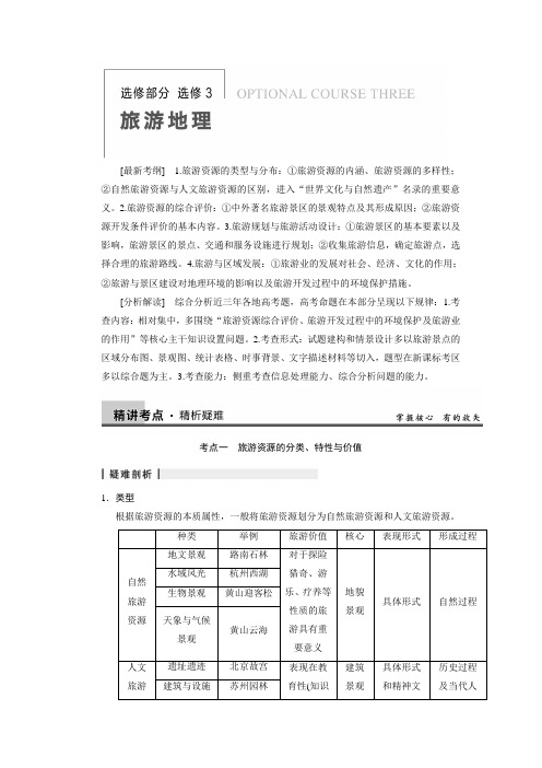 2014届高考地理一轮复习讲义选修部分选修3旅游地理