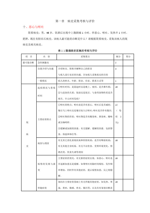 病史采集考核与评价--消化部分(1)