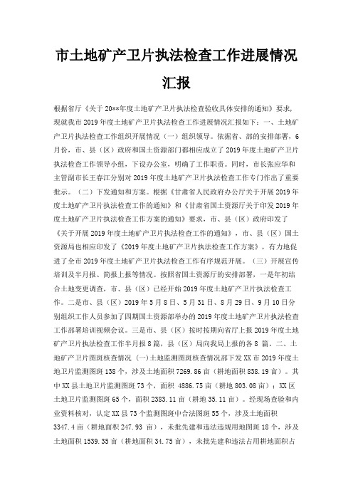 最新-市土地矿产卫片执法检查工作进展情况汇报 精品