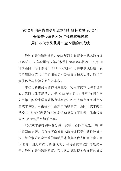 2012年河南省青少年武术(散打)锦标赛