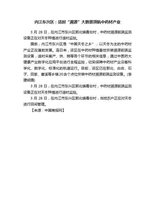 内江东兴区：适时“溯源”大数据领航中药材产业