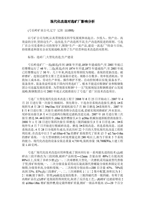 现代化改造对选矿厂影响分析