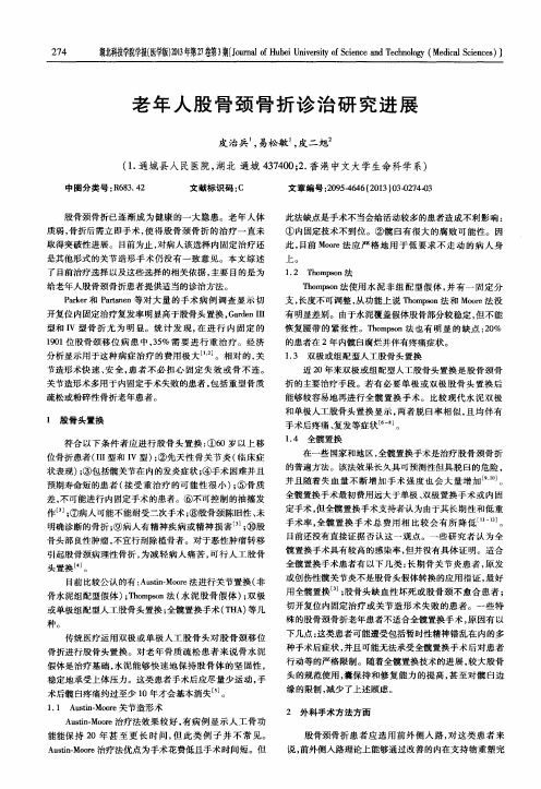老年人股骨颈骨折诊治研究进展