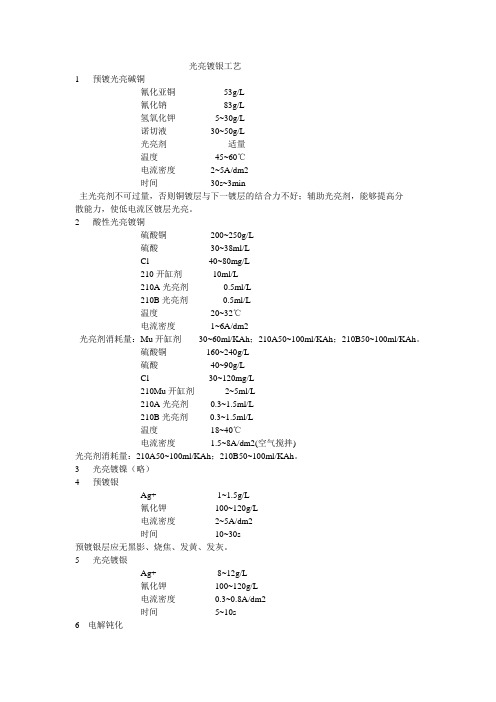 光亮镀银工艺