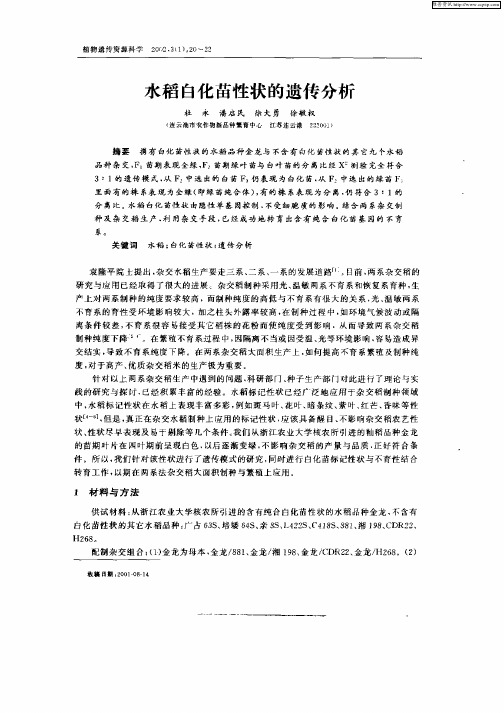 水稻白化苗性状的遗传分析