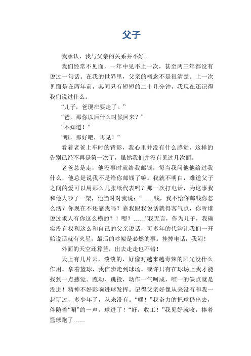 高二叙事习作：父子