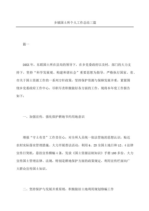 乡镇国土所个人工作总结三篇