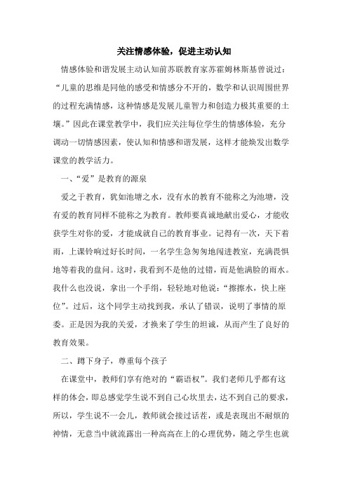 关注情感体验,促进主动认知