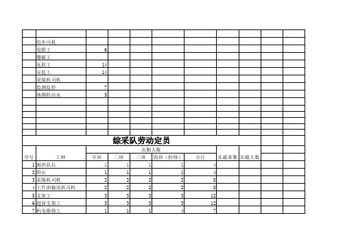 劳动定员表