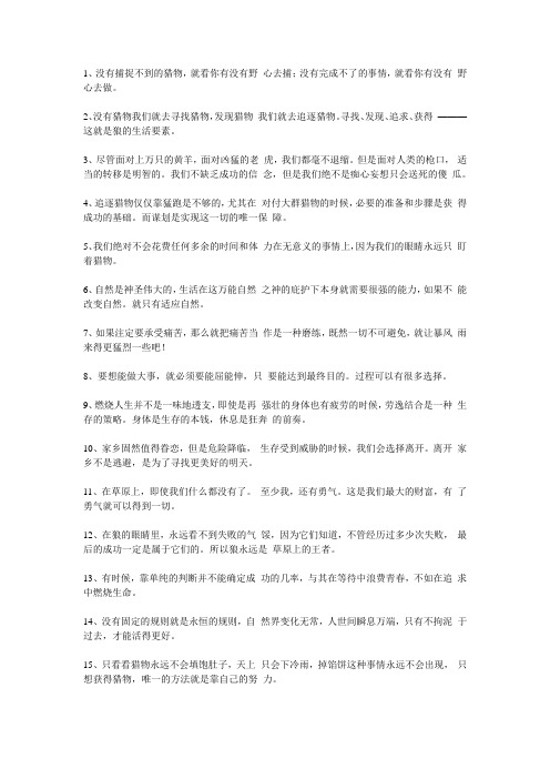 《狼图腾》中狼的50句经典格 言