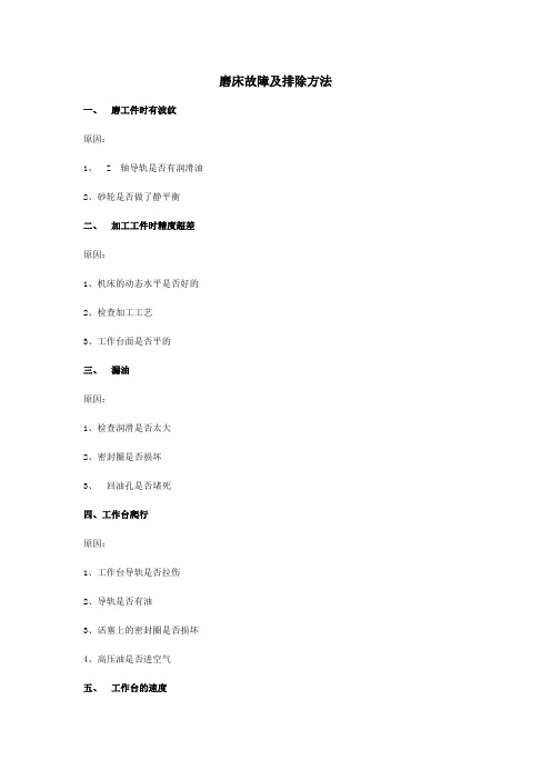 磨床故障及排除方法
