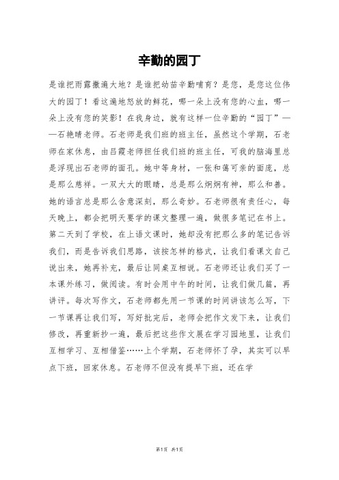 辛勤的园丁_六年级作文