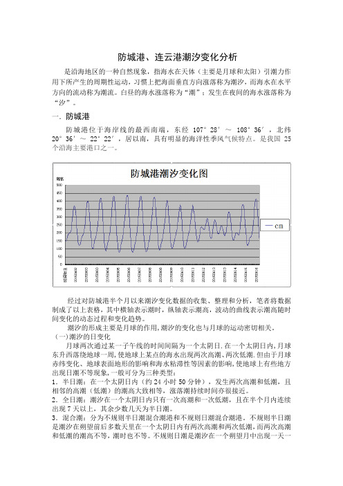 防城港连云港潮汐变化分析