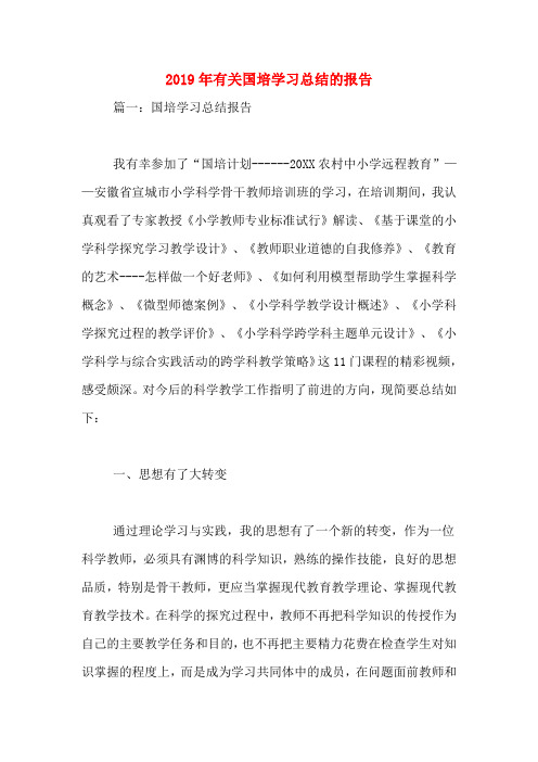2019年有关国培学习总结的报告