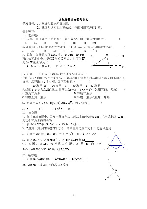 新课标名校联盟八年级数学寒假作业超强提分精华版 (7)