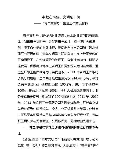 青年文明号工作交流材料