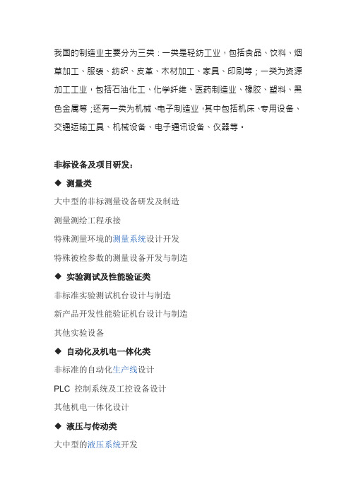 制造行业分类