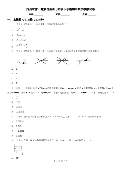 四川省凉山彝族自治州七年级下学期期中数学模拟试卷