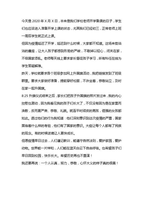 小学生网络升旗仪式观后感范文