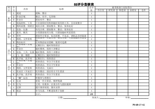 5S评分标准表