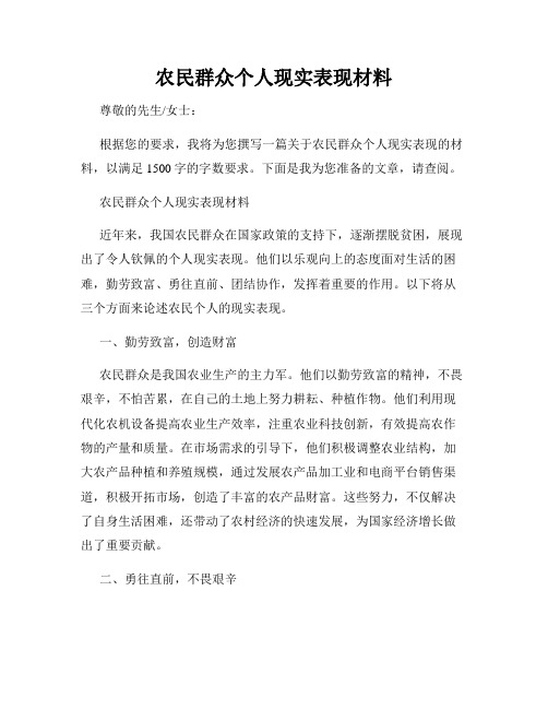 农民群众个人现实表现材料