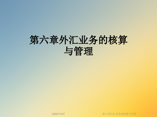 第六章外汇业务的核算与管理