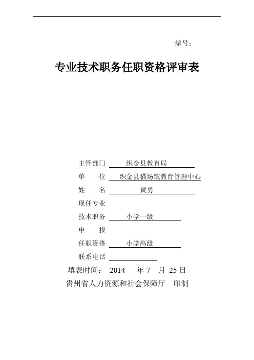 个人中级职称申报表