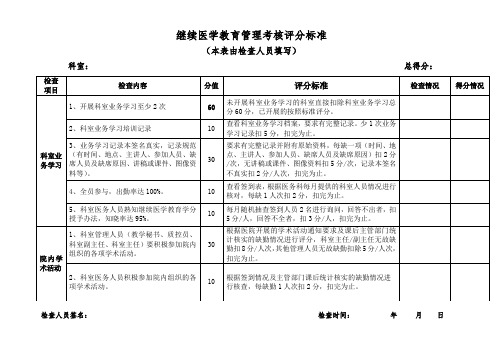 继续医学教育管理考核评分标准