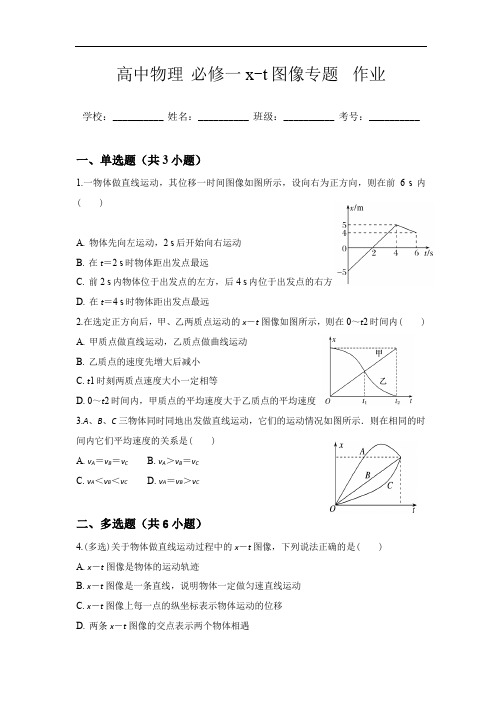 高中物理 必修一x-t图像专题  学案