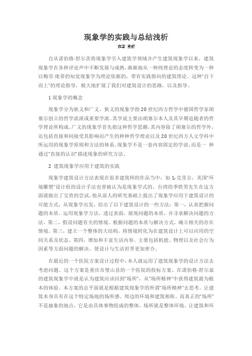 现象学的实践与总结浅析