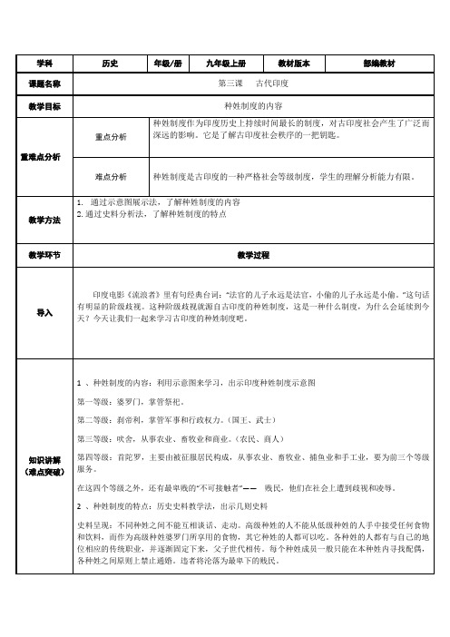 九年级历史上册教案-3.古代印度1-部编版