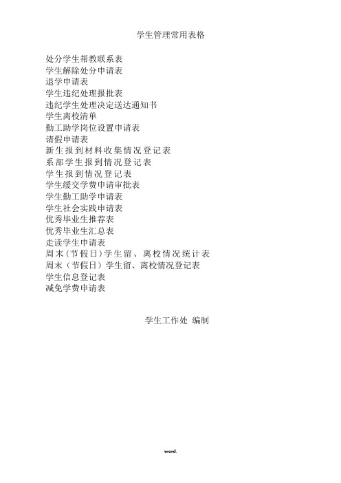 学生管理常用表格(综合汇总)(精选.)