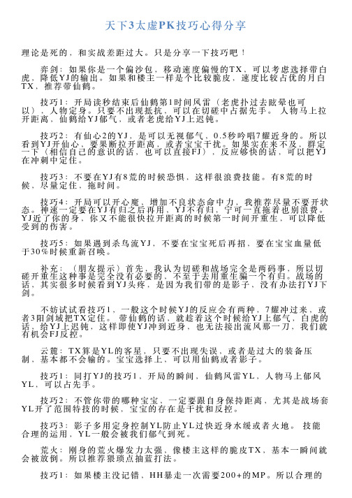 天下3太虚PK技巧心得分享