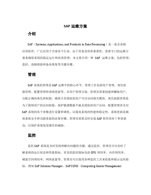 sap运维方案