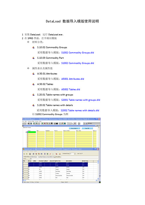 DataLoad 数据导入模版使用说明